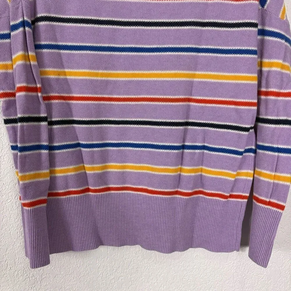 Kule Vandy Striped Pullover Sweater Purple with Colorful Stripes Size XS
